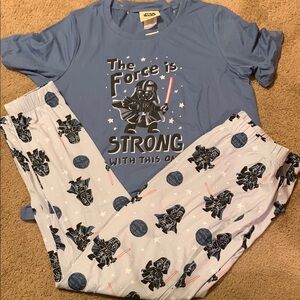 NWT Star Wars 2 pc Pajama Sleep Set Women’s Large DARTH VADER Force is Strong